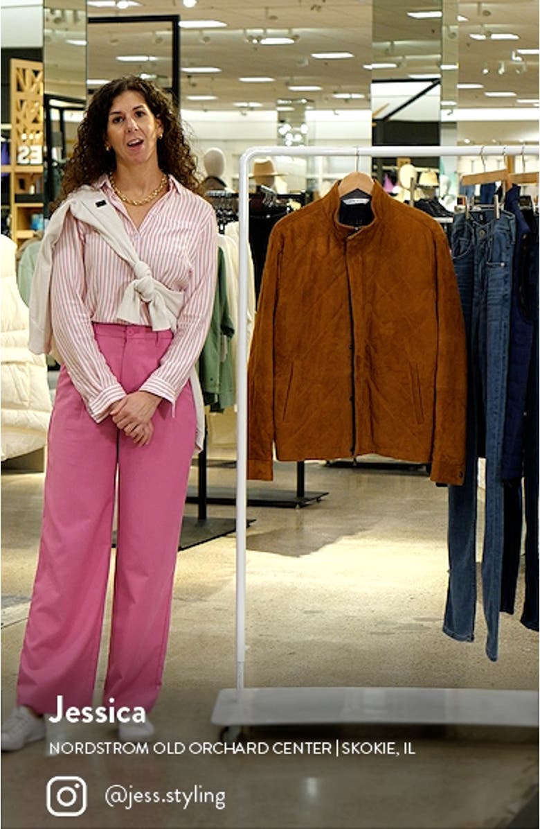 Norfolk Quilted Suede Bomber Jacket, sales video thumbnail