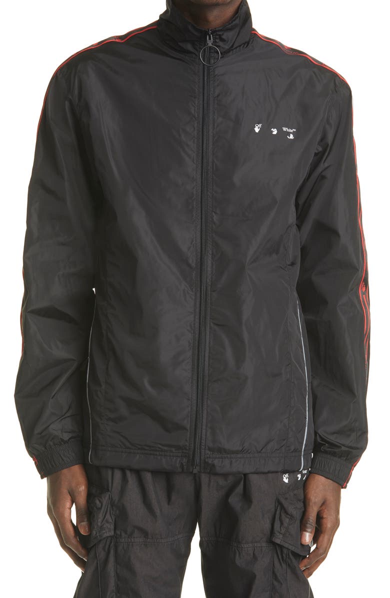 Off-White Logo Tape Nylon Track Jacket, Main, color, 