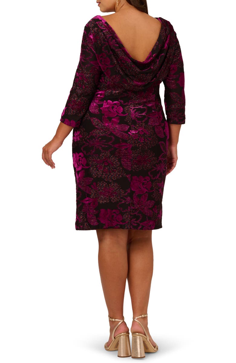 Adrianna Papell Metallic Velvet Cowl Back Dress, Alternate, color, 