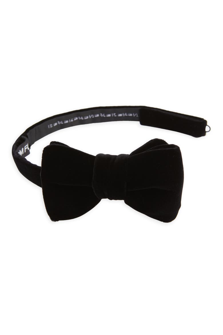 Pre-Tied Compact Velveteen Bow Tie, Main, color, BLACK