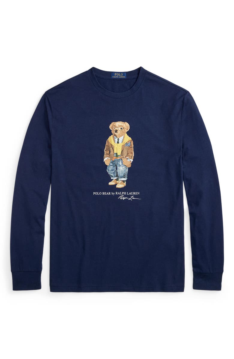 Polo Ralph Lauren Polo Bear Classic Fit Long Sleeve Cotton Graphic T-Shirt, Alternate, color, Newport Navy/Valley Bear