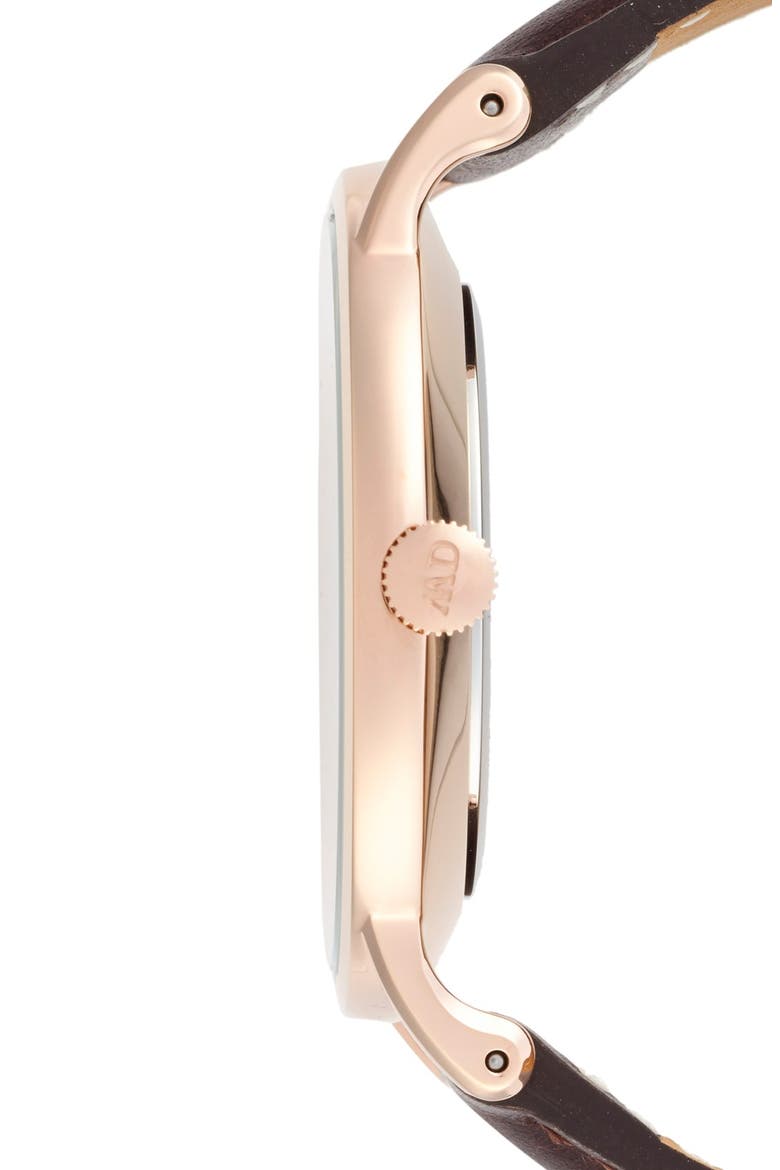 'Dapper Bristol' Leather Strap Watch, 38mm, Alternate, color, DARK BROWN/ ROSE GOLD