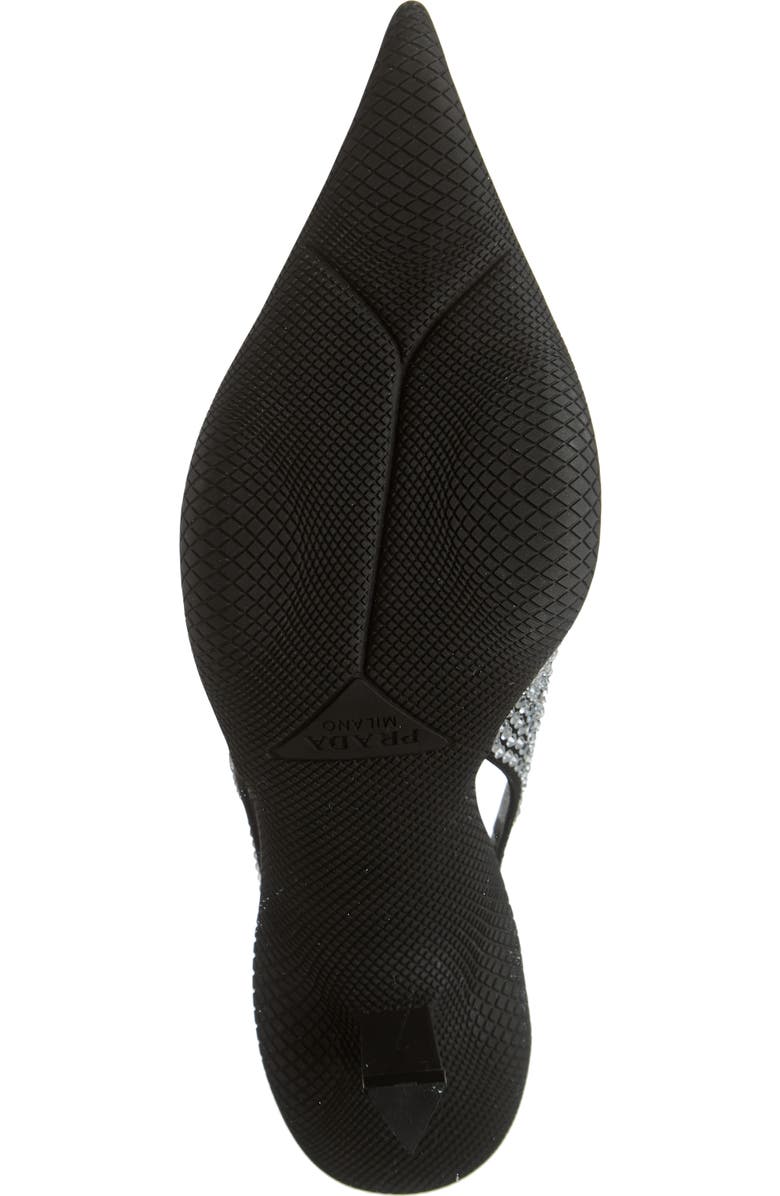 Prada Crystal Embellished Pointed Toe Slingback Pump, Alternate, color,