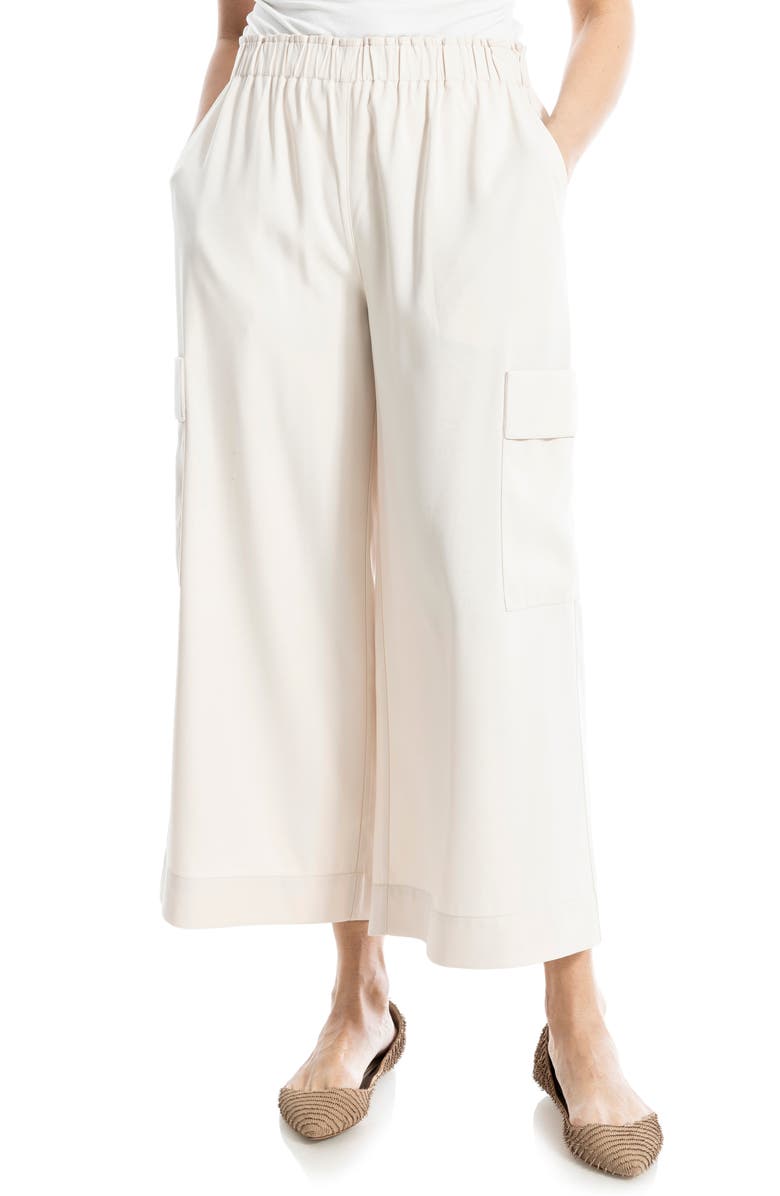 MAX STUDIO Cropped Wide Leg Cargo Pants, Main, color, New Ivory