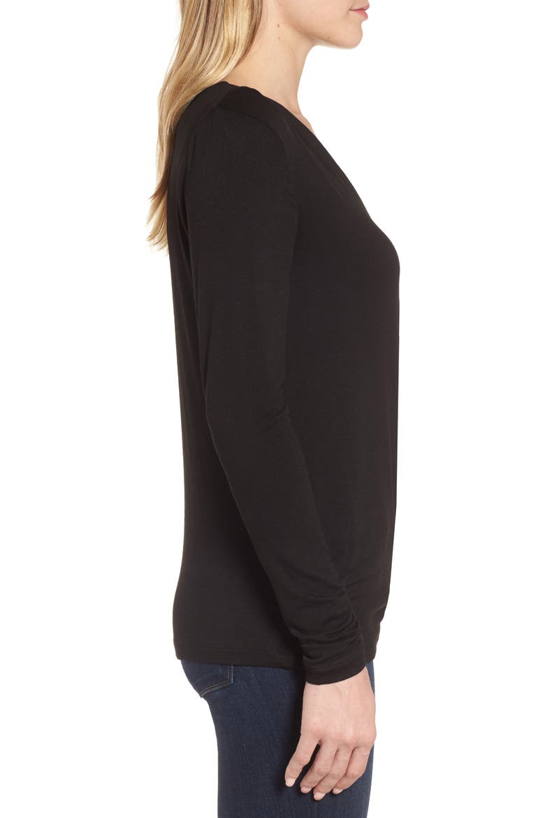 Faux Wrap Knit Top, Alternate, color, BLACK