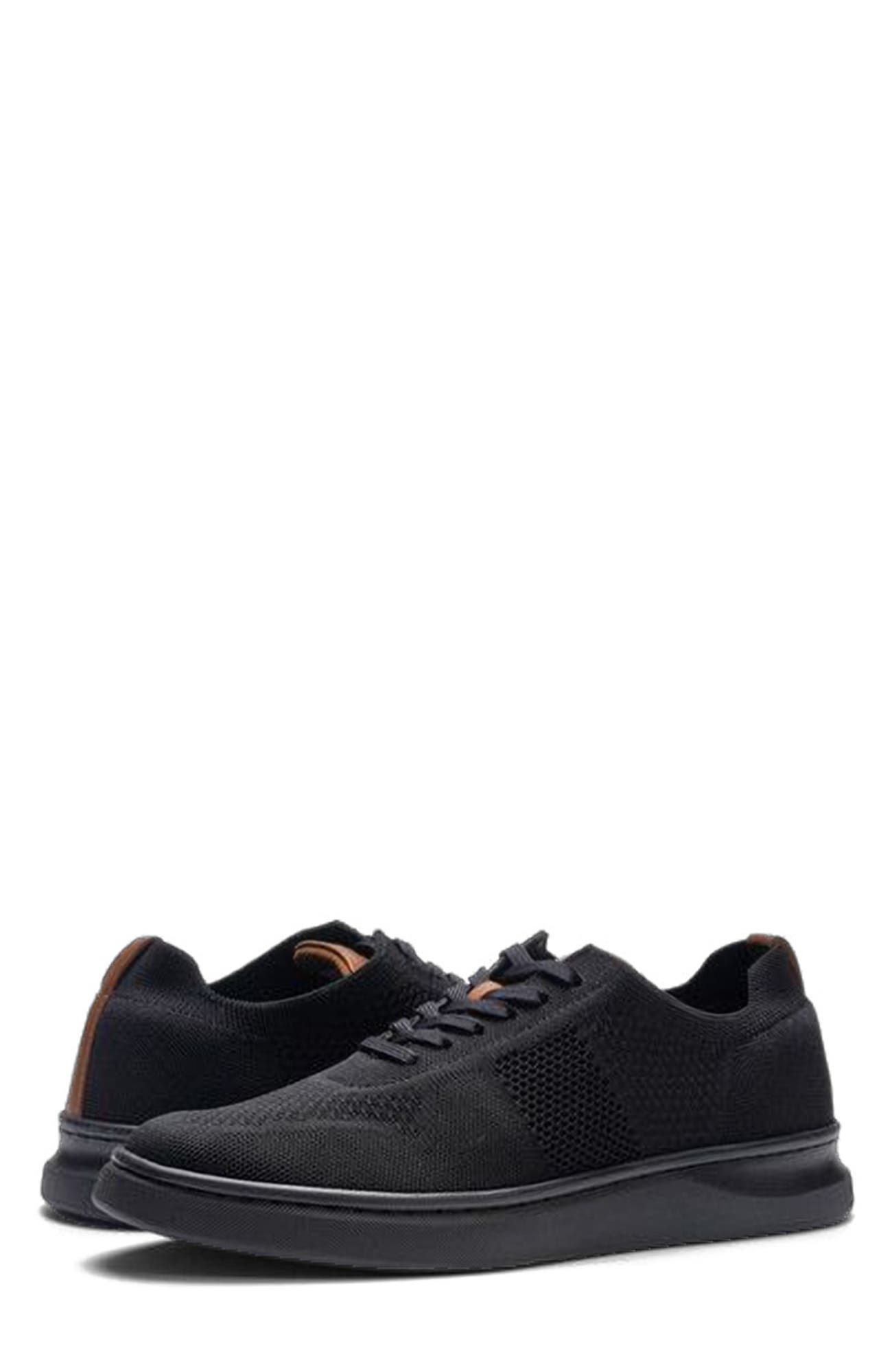 A. Veer Stride Knit Lace-up Sneaker, Alternate, color, Black Leather