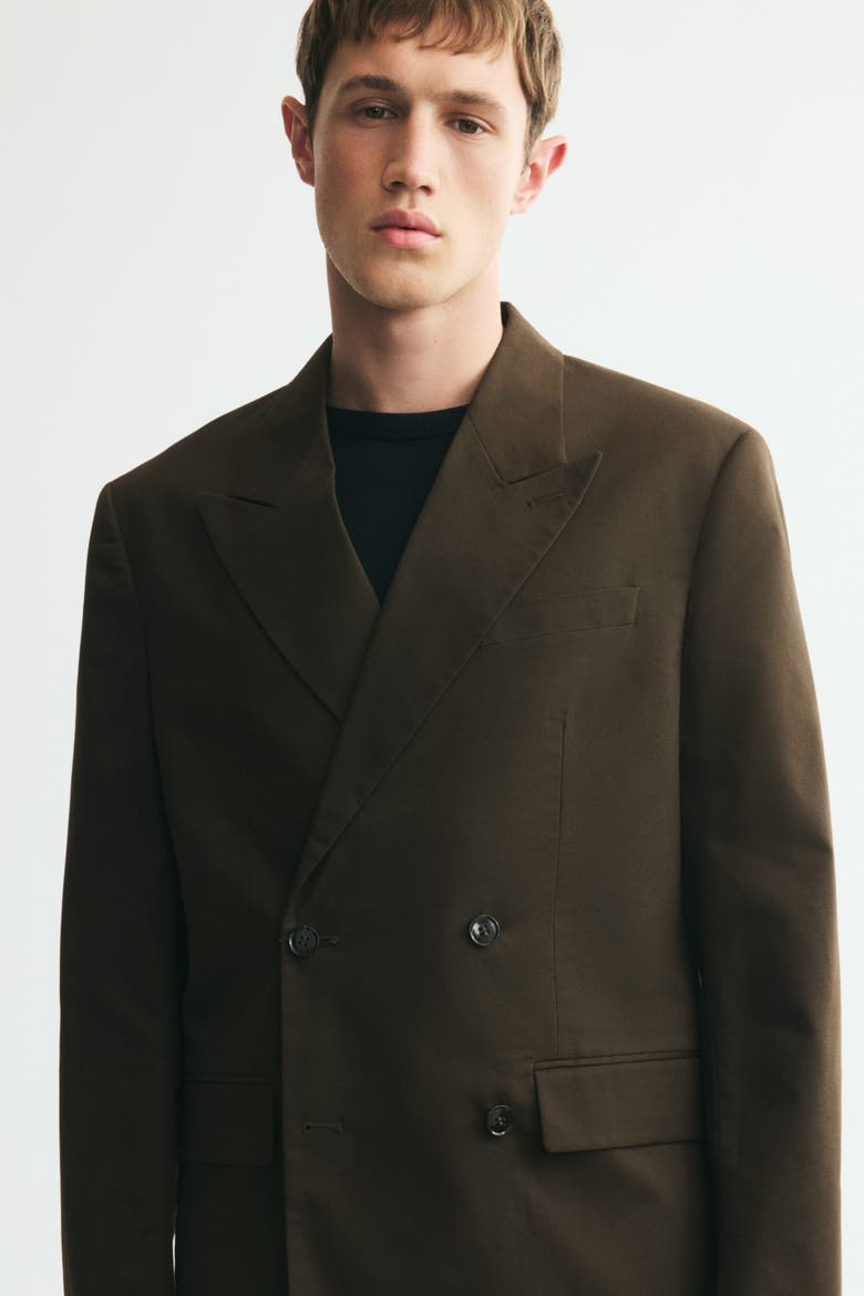 Relaxed-fit Double-breasted Jacket, Alternate, color, Dark khaki green