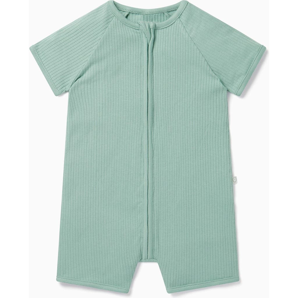 Mori Kids' Ribbed Summer Zip-up Sleepsuit In Green