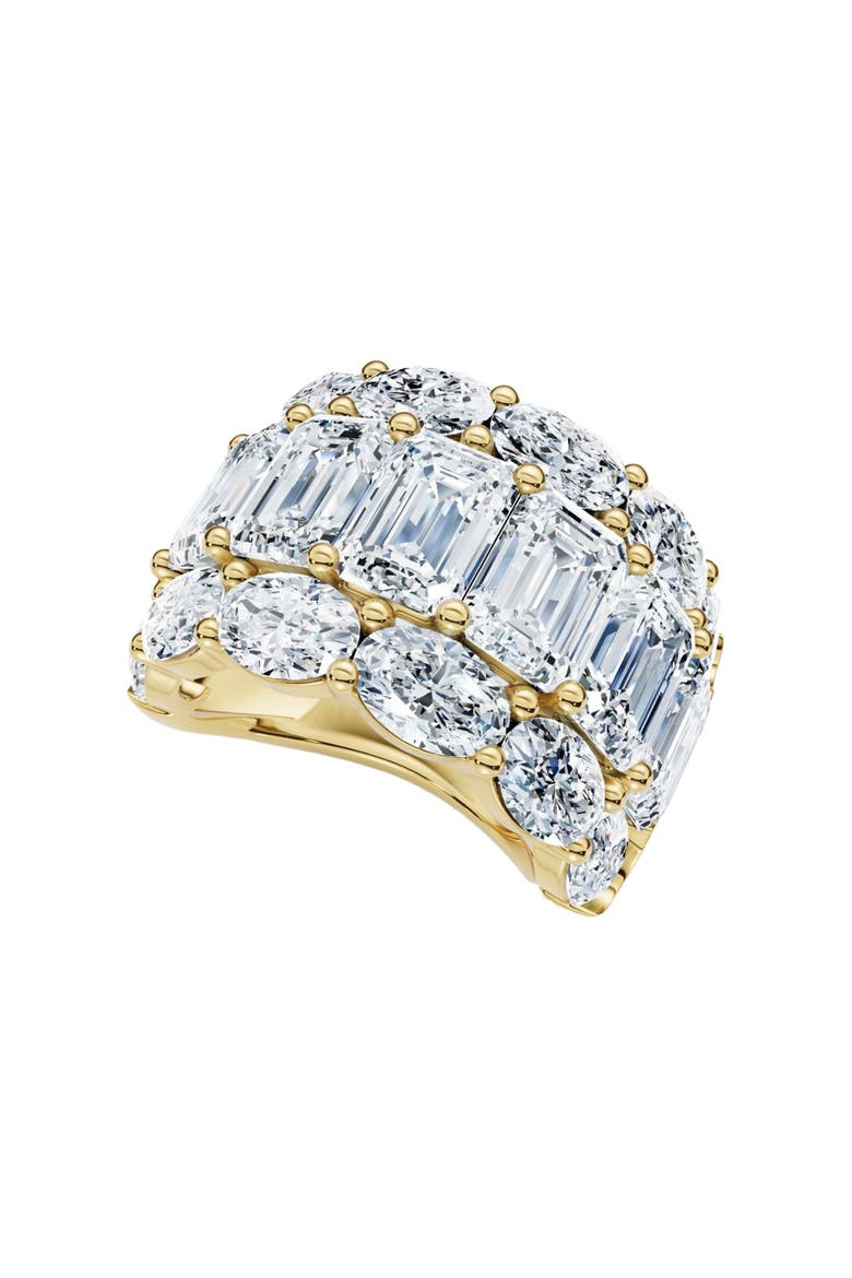 12.30Ct Diamond Wide Fashion Ring Emerald & Oval Cut Gold Lab Grown Band, Main, color, 10k Yellow Gold