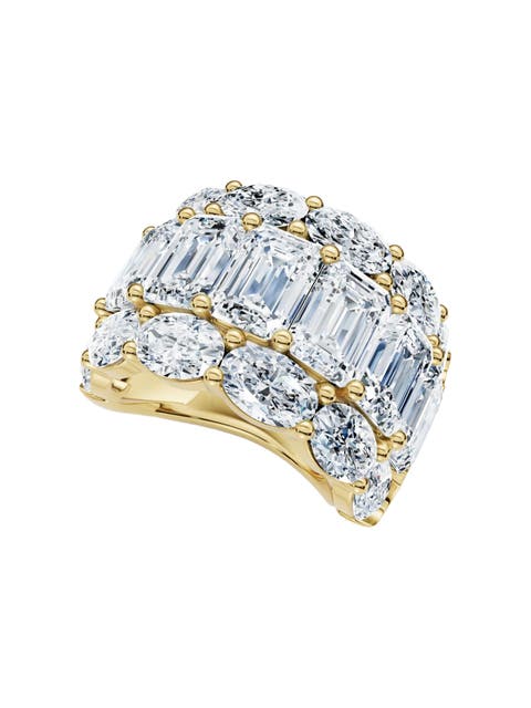 12.30Ct Diamond Wide Fashion Ring Emerald & Oval Cut Gold Lab Grown Band