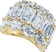 Bliss Diamond 12.30Ct Diamond Wide Fashion Ring Emerald & Oval Cut Gold Lab Grown Band