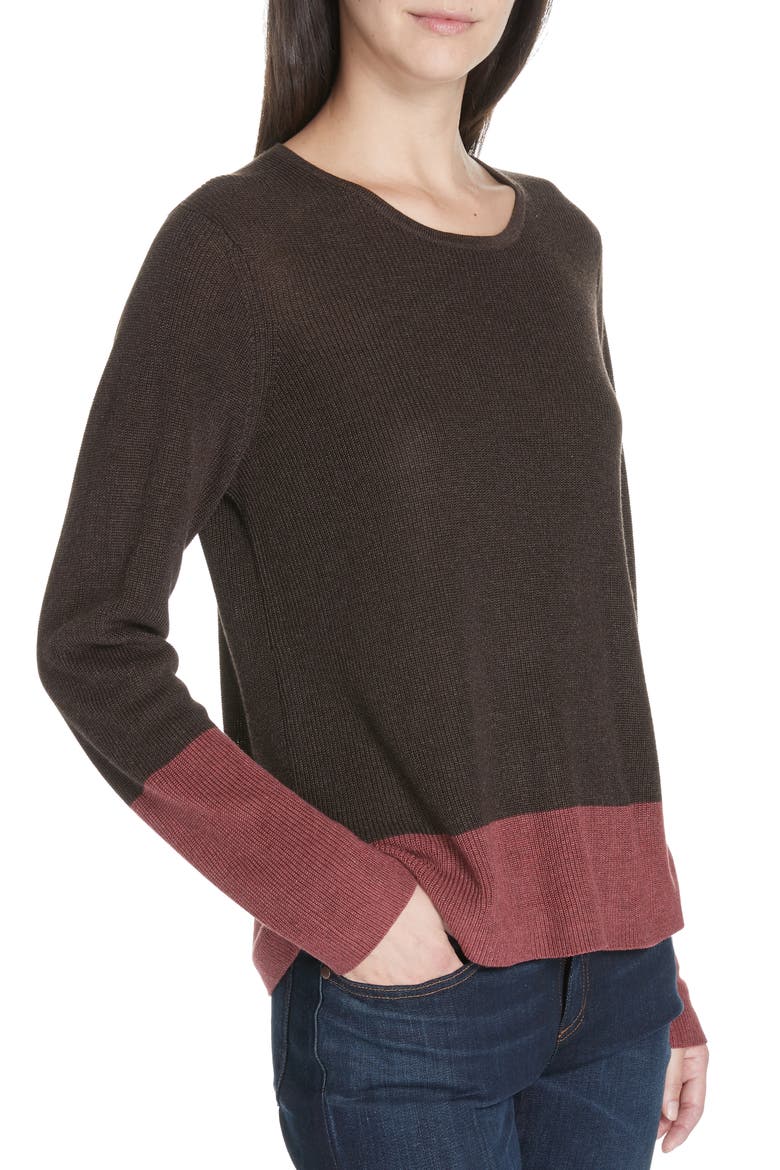 Colorblock Tencel® Lyocell & Silk Sweater, Alternate, color, CLOVE