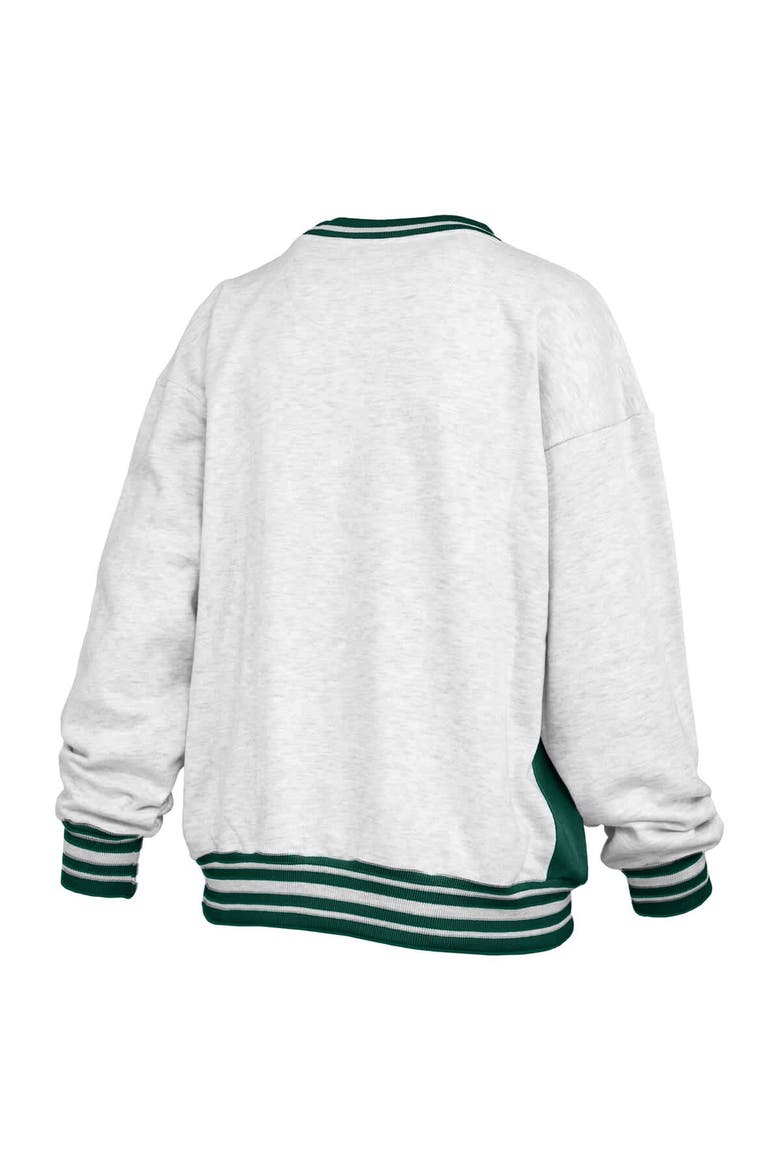 Women's Pressbox Heather Gray/Green Oregon Ducks Endzone Crewneck Sweatshirt, Alternate, color, Heather Gray