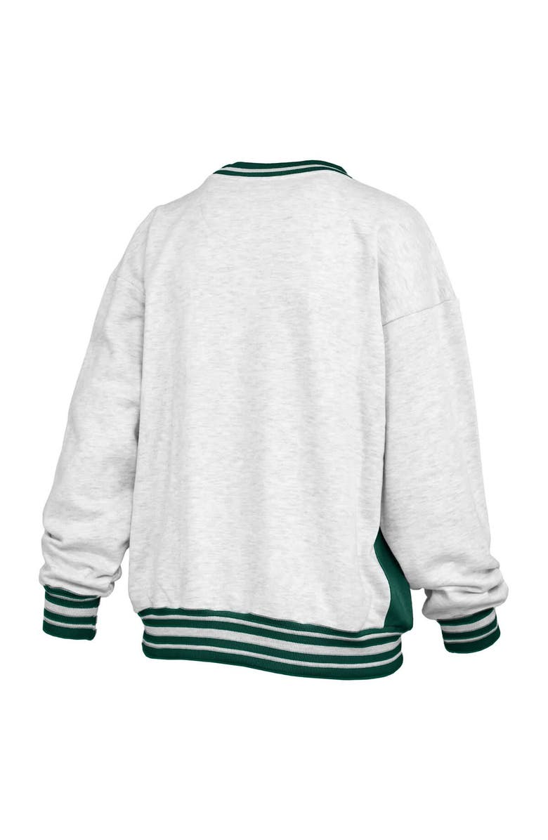 PRESSBOX Women's Pressbox Heather Gray/Green Oregon Ducks Endzone Crewneck Sweatshirt, Alternate, color, Heather Gray