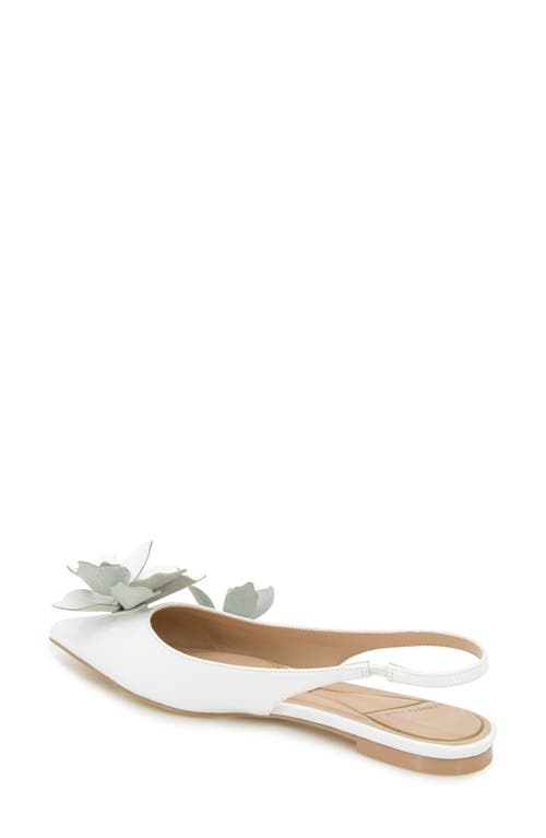 Kenneth Cole Tayla Patent Floral Appliqué Slingback In White Patent