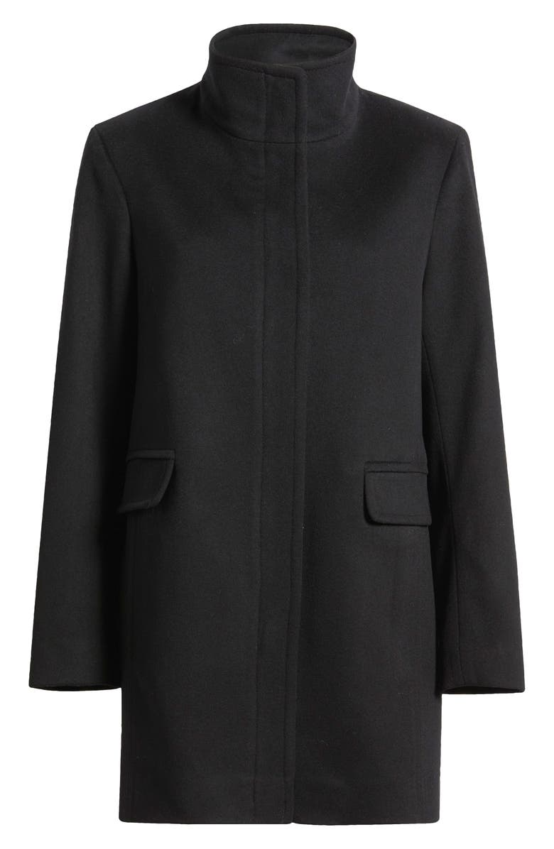Fleurette Zoey Stand Collar Wool Car Coat, Alternate, color, Black