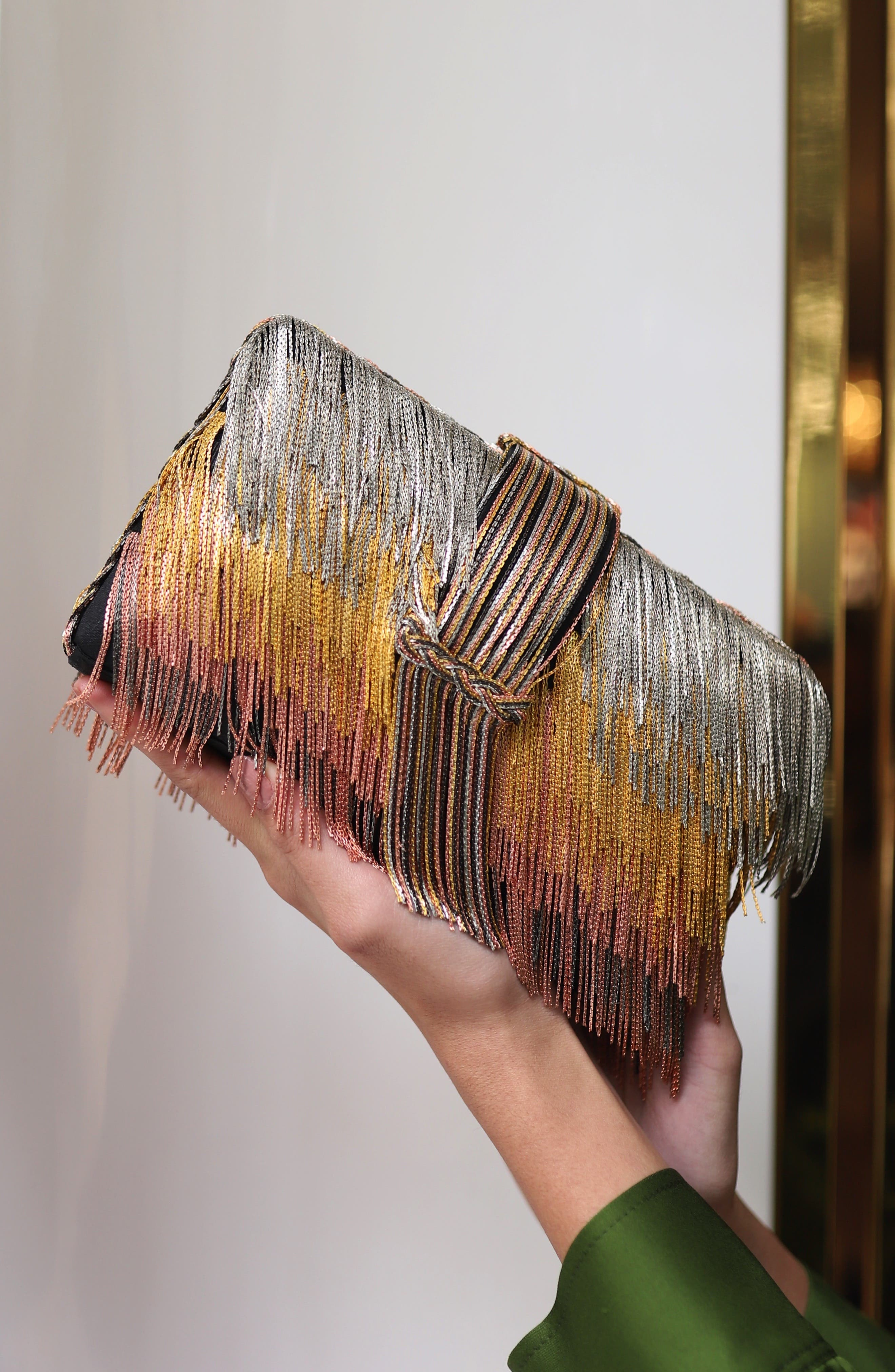 Simitri Ombre Chunky Clutch, Alternate, color, Gold