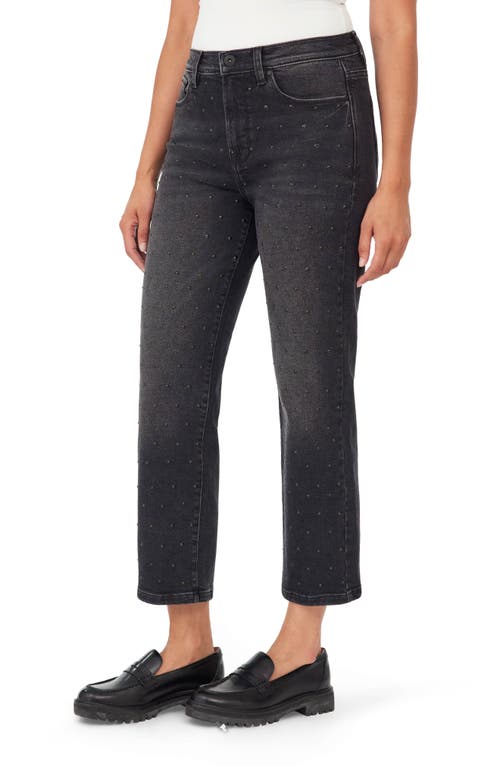 Kensie Ella Studded Ankle Straight Leg Jeans In Black