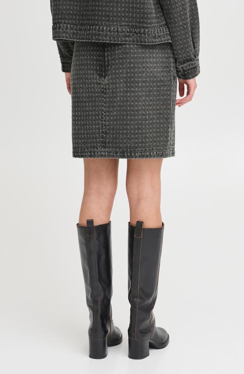 Ichi Faded Denim A-line Skirt In Washed Black