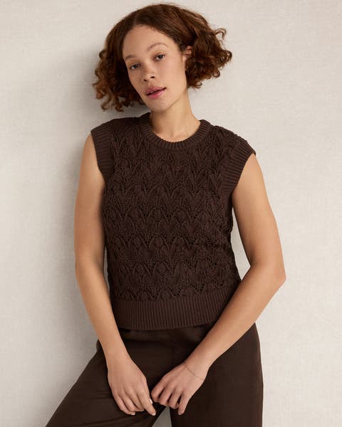 Organic Cotton Chain Pointelle Sweater Vest