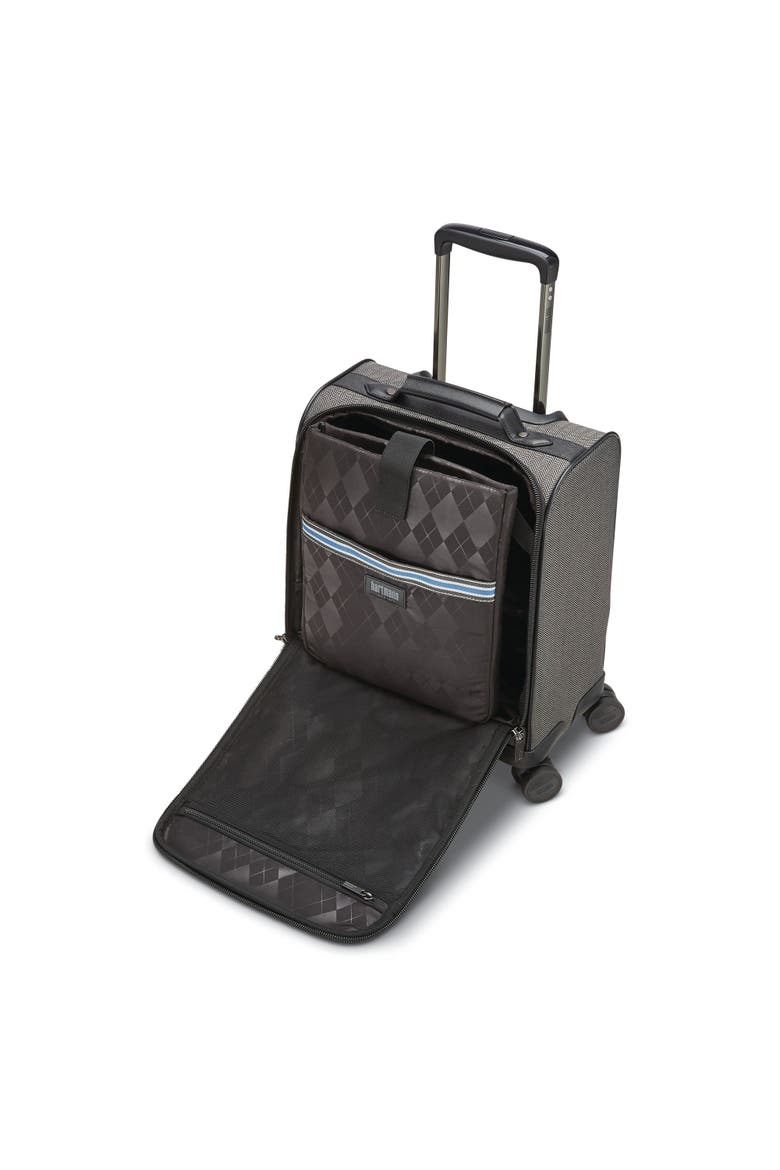 Herringbone Deluxe 16" Underseat Carry On Spinner Luggage, Alternate, color, Black Herringbone