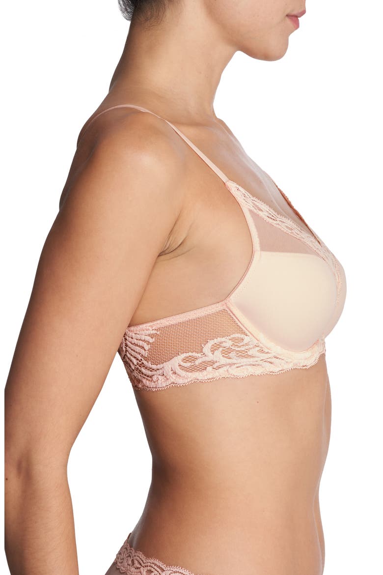 Feathers Plunge T-Shirt Basics Bra, Alternate, color, SEASHELL