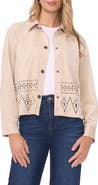 Vince Camuto Eyelet Cutout Hem Faux Suede Jacket