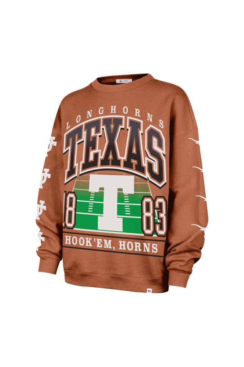 Women's '47 Texas Orange Texas Longhorns Go Big Oversized Pullover Sweatshirt, Alternate, color, Burnt Orange