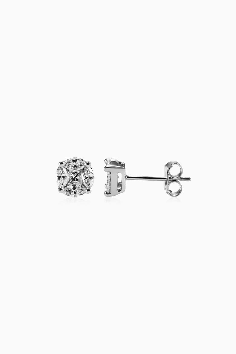 14K Gold Illusion Small Diamond Studs, Main, color, White Gold - Diamonds