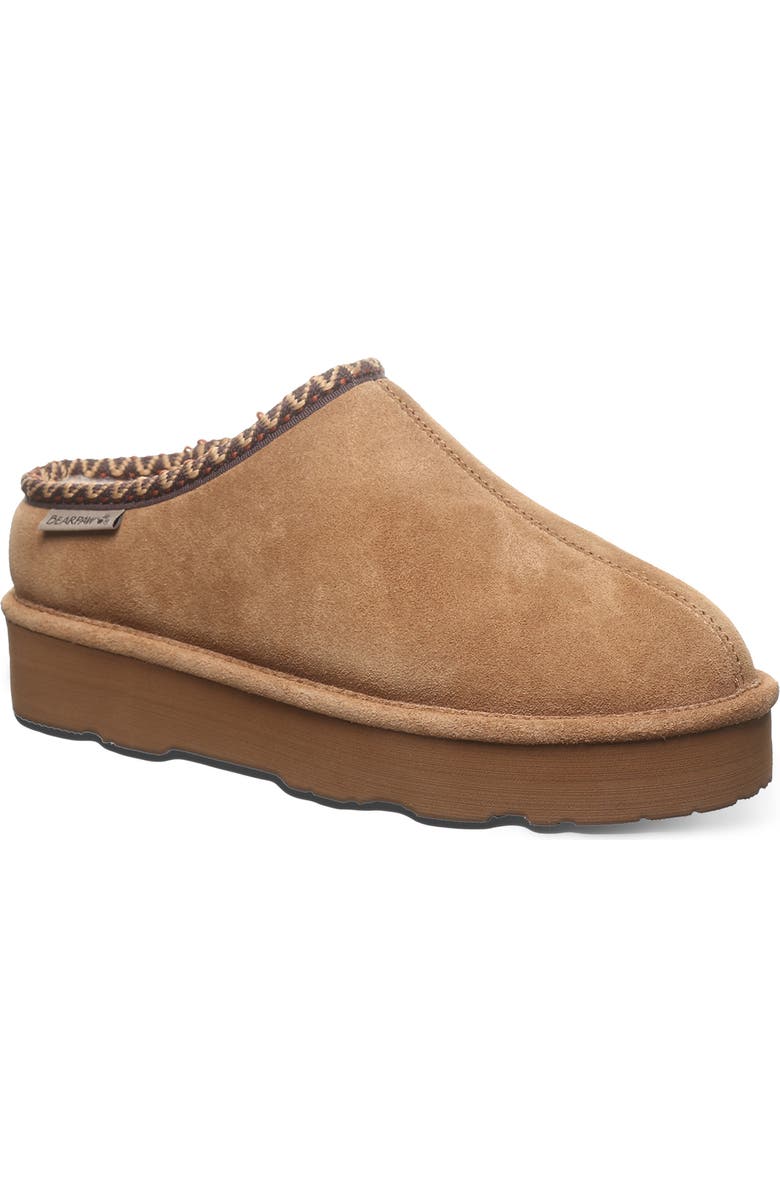 BEARPAW Martis Water Repellent Slipper, Main, color, Hickory