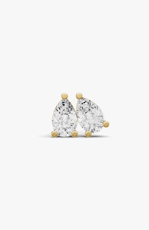 14K Gold Studs 0.25 ct Earrings Pear Solitaire