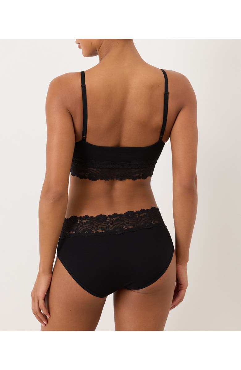 Pact Organic Cotton Lace Modern Scoop Bralette, Alternate, color, Black