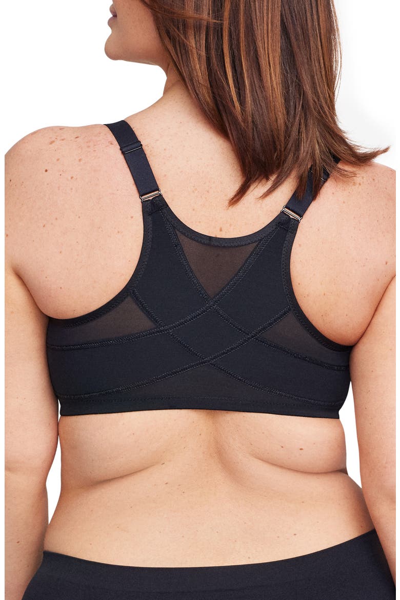 WonderWire® Front Close Underwire Sports Bra, Alternate, color, BLACK