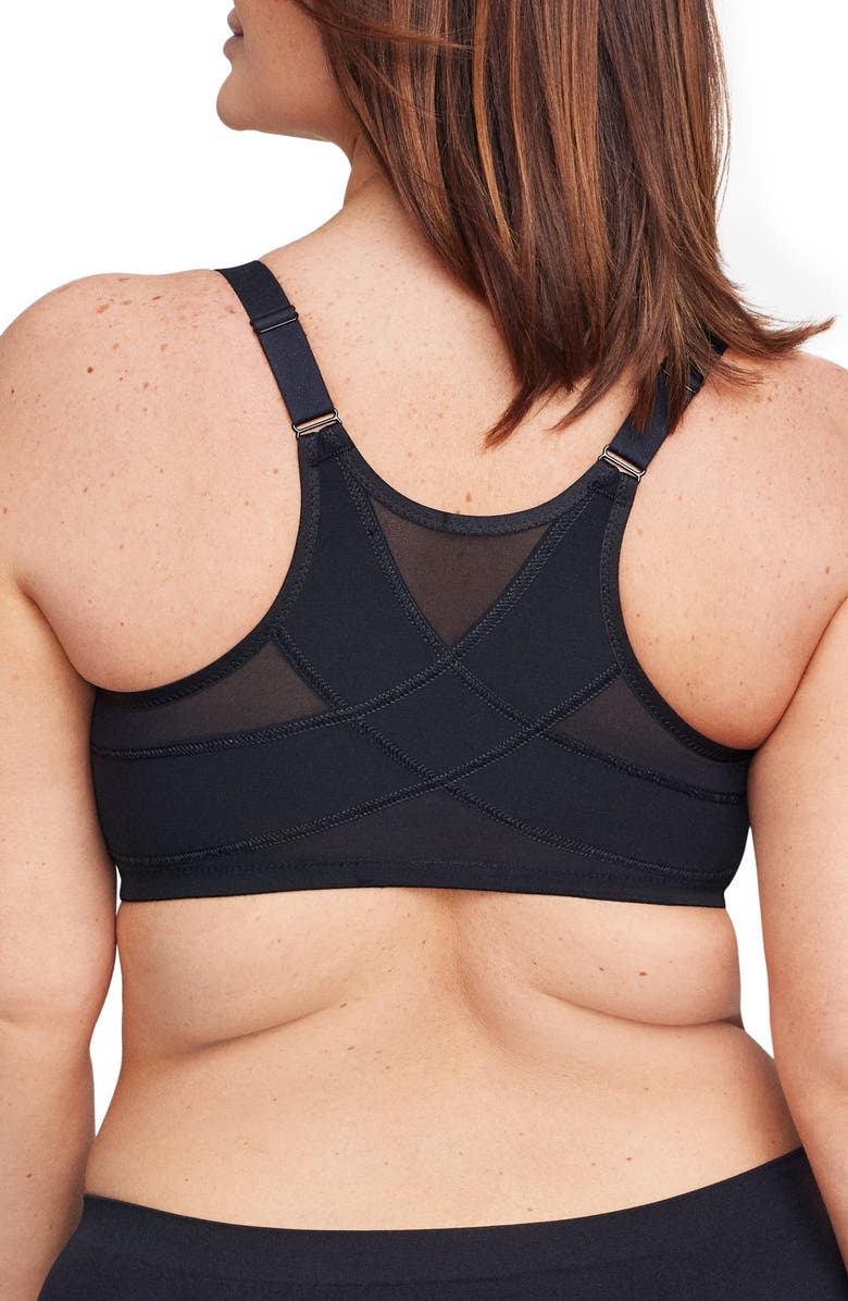 Glamorise WonderWire<sup>®</sup> Front Close Underwire Sports Bra, Alternate, color, Black