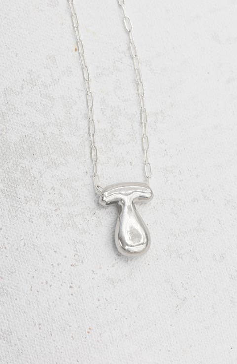 Small Paperclip Necklace with Silver Letter Charm