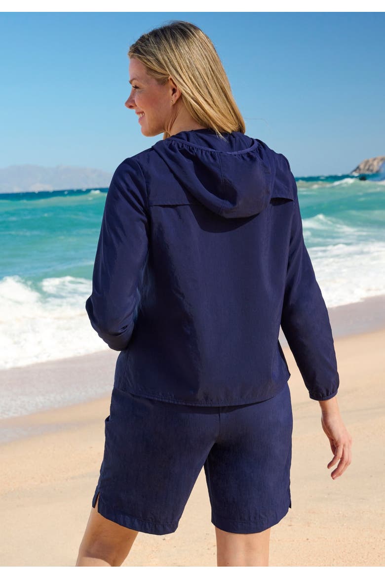 Hooded Taslon Cover Up, Alternate, color, NAVY