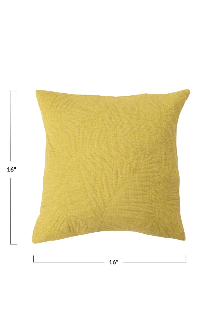 Cotton Pillow with Quilted Fern Frond Pattern, Alternate, color, Green