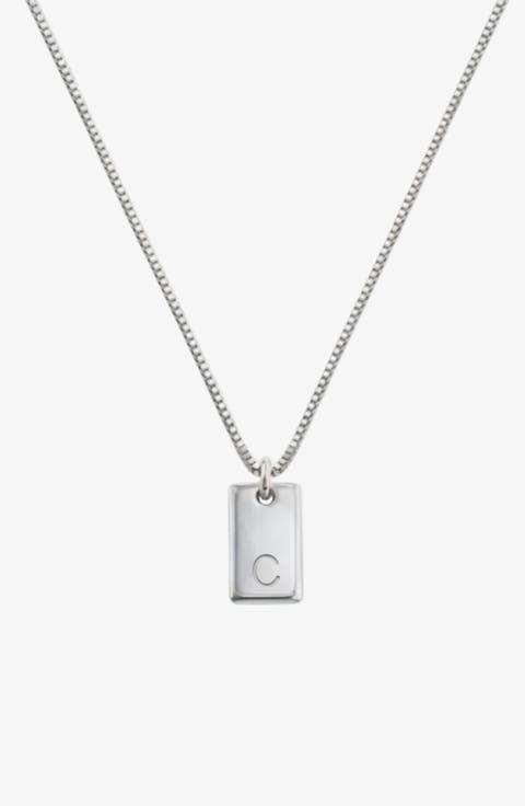 Willow Initial Tag Necklace - 925 Sterling Silver