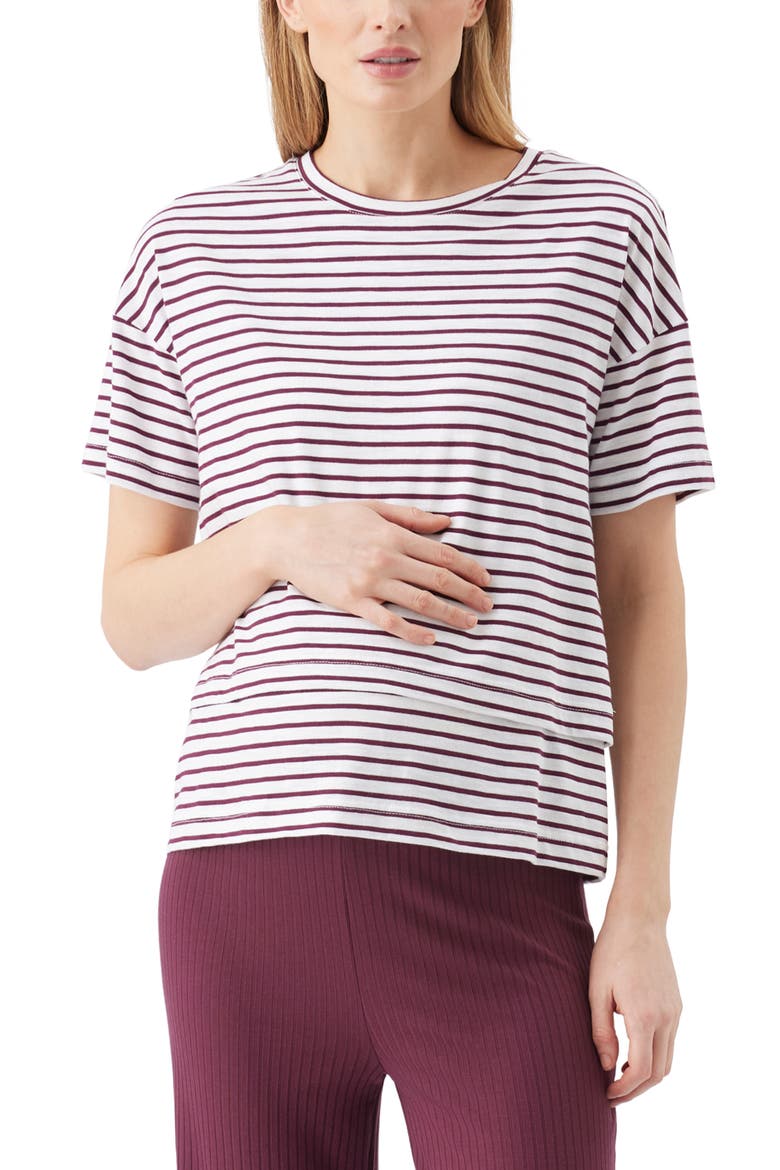 Claudette Nursing Tee, Main, color, White / Maroon