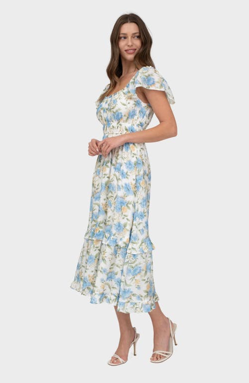 August Sky Flutter Sleeve Midi Dress