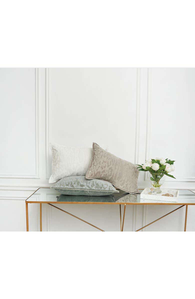 ELISABETH YORK Avon Embroidered Tone on Tone Cotton Velvet Decorative Throw Pillow, Alternate, color, Brown