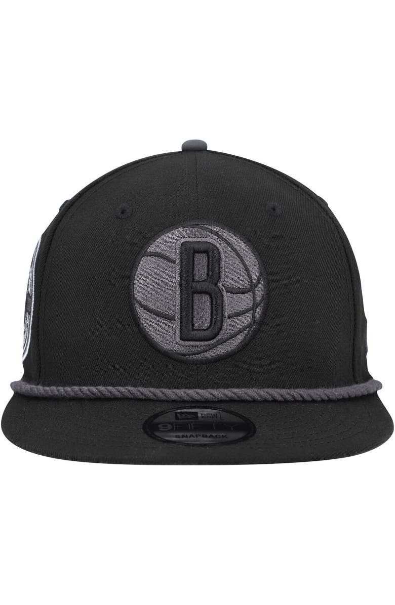 New Era Men's New Era Black Brooklyn Nets Back Laurels 9FIFTY Snapback Hat, Alternate, color, Black