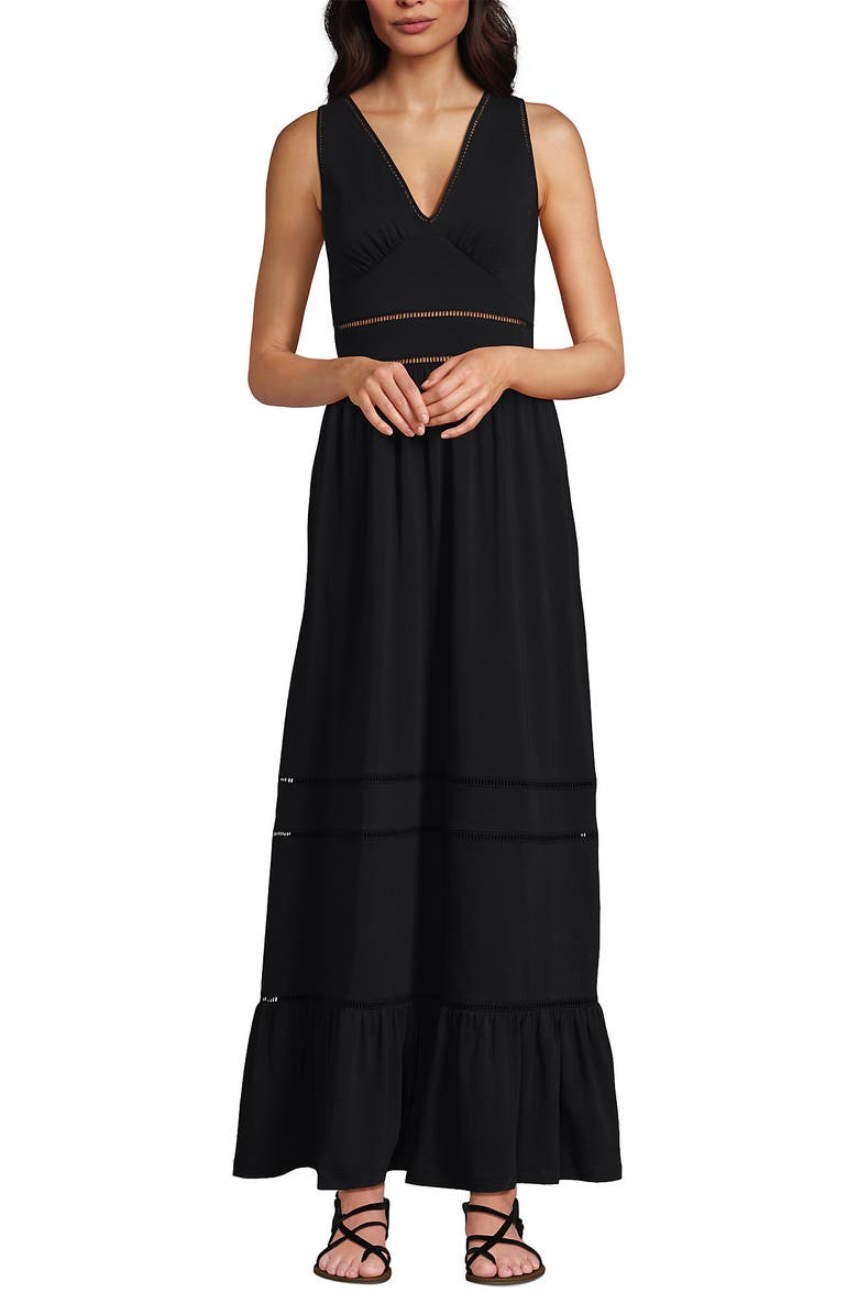 Lands' End Cotton Modal Embellished Trim Maxi Dress, Main, color, 