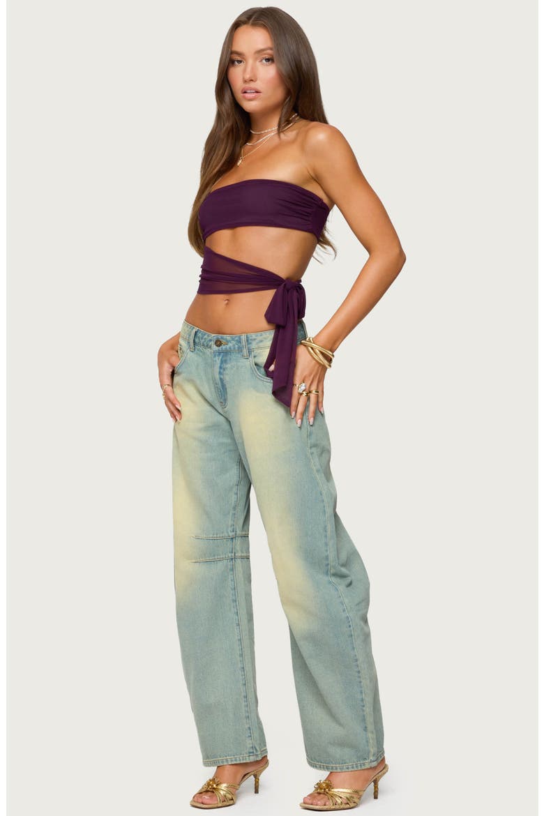 Amaro Strapless Side Tie Cutout Top, Alternate, color, PURPLE