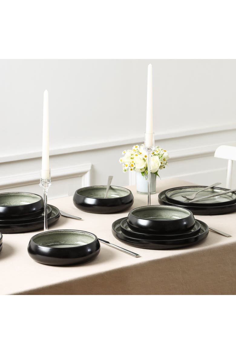 Lagoon Stoneware 12-Piece Dinnerware Set, Alternate, color, Green