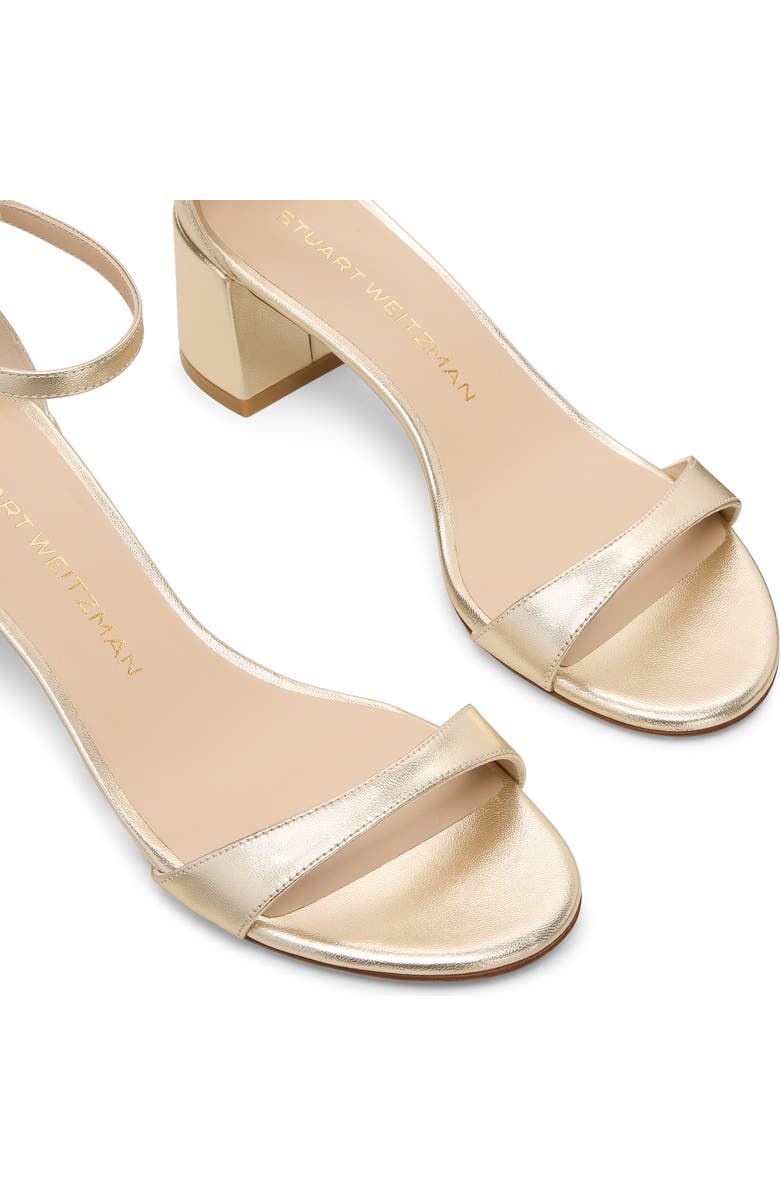 Stuart Weitzman Nudist Metallic Block Heel Sandal, Alternate, color,