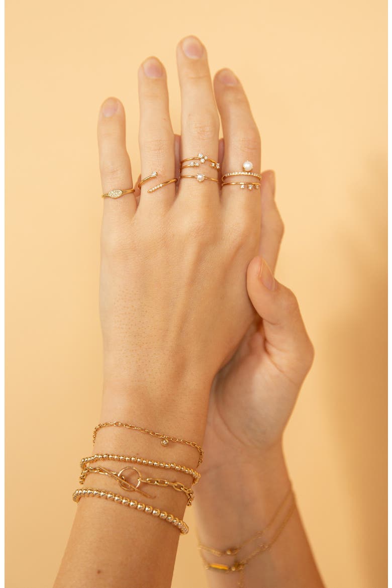 White Pearl Stacking Ring, Alternate, color, 14K YELLOW GOLD