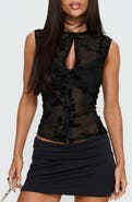 Princess Polly Kelira Keyhole Sheer Sleeveless Top
