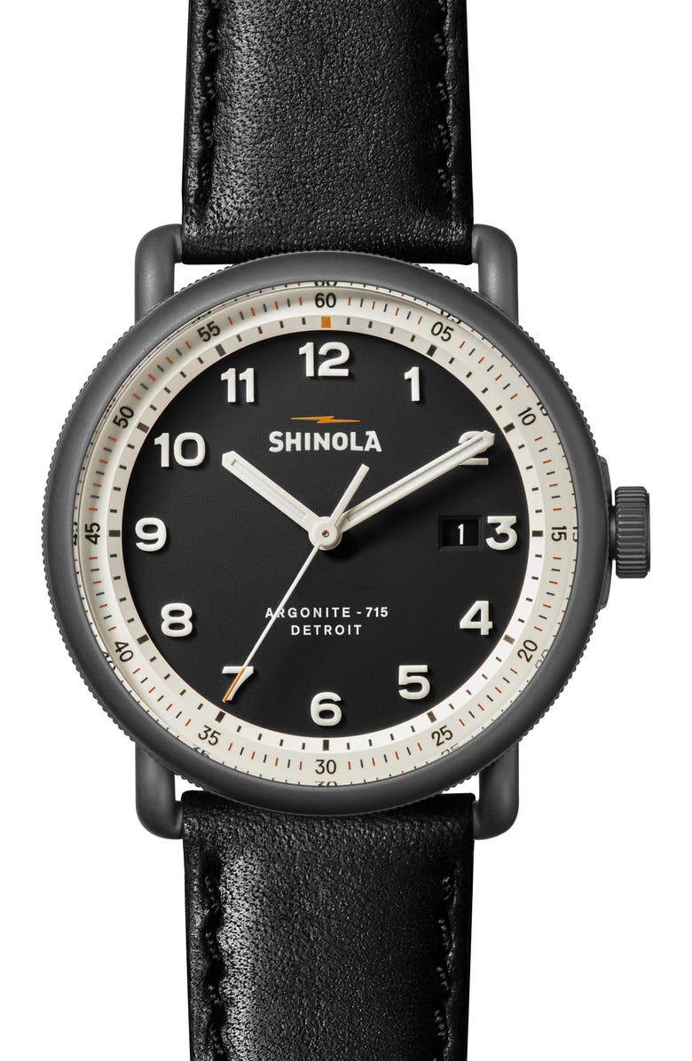 Shinola The Canfield Model C56 Leather Strap Watch, 43mm, Main, color, 
