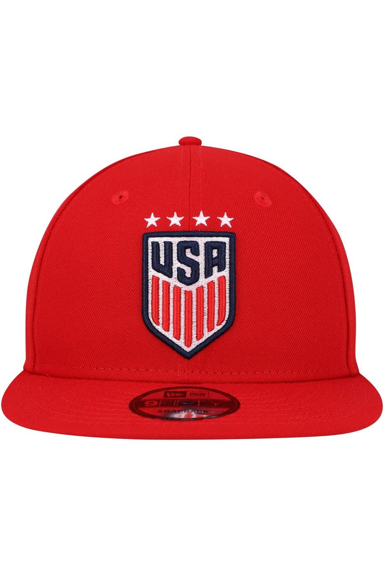 Men's New Era Red USWNT Team Basic 9FIFTY Snapback Hat, Alternate, color, Red